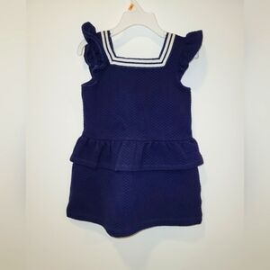 Janie and Jack Girl Merchant Marine quilted jacquard peplum dress Size 3